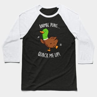 Animal Puns Quack Me Up Cute Duck Pun Baseball T-Shirt